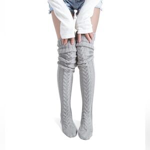 Gray Cable Knit Over-the-Knee Socks 🩶